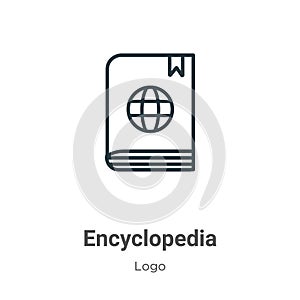 Encyclopedia outline vector icon. Thin line black encyclopedia icon, flat vector simple element illustration from editable logo