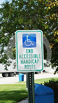 End Accessible Handicap Route Sign