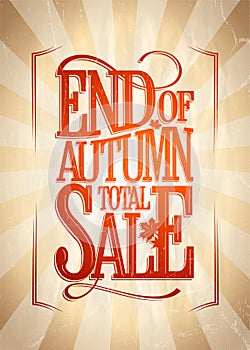 End of autumn total sale poster design mockup