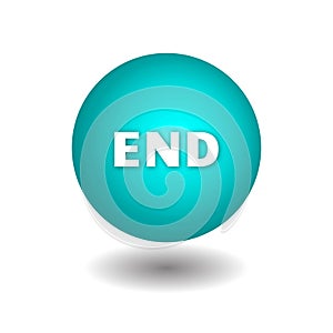 END on blue circle isolated vector icons on white background.