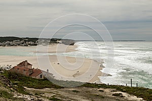 End of the day at the Obidos Lagoon, inflow opening from the Atlantic Ocean