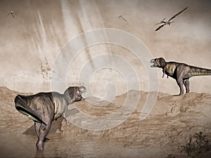 End of dinosaurs due to meteorite impact in photo