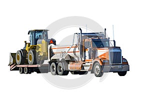 End dump truck and loader isolated