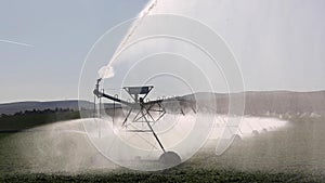 The end gun on an agricultural sprinkler system