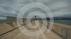 End of the harbour, sky and sea.