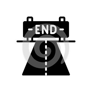 Black solid icon for End, ending and race photo