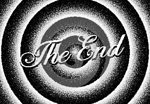 The end movie titles with circles and retro stipple style