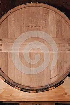 End of oak barrel, storing one year old, red wine