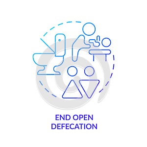 End open defecation blue gradient concept icon