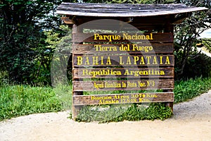 End of National Street Panamericana in National Park Tierra del Fuego in Patagonia, Provincia de Tierra del Fuego, Argentina photo