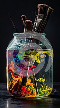 Creative Process Paintbrushes in Swirling Colors