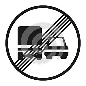 End of prohibition overtaking for trucks sign icon