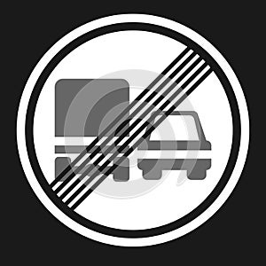 End of prohibition overtaking for trucks sign icon