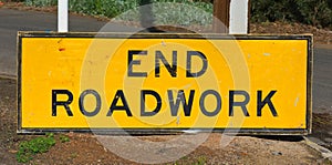 End roadwork traffic sign photo