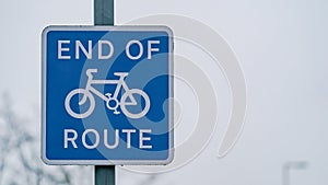 End of route bicycle lane sign