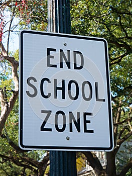 End School Zone sign  against a white background