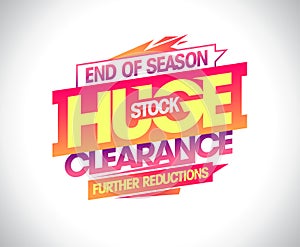 End of season huge stock clearance, further reductions, vector sale web banner