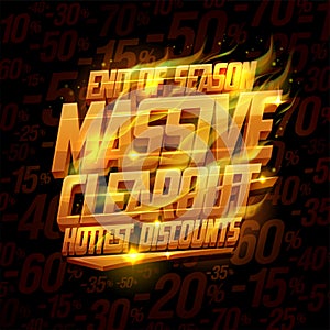 End of season massive clearout, hottest discounts vector banner mockup photo