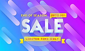 End of season sale banner or poster design with 80% discount offer on abstract.