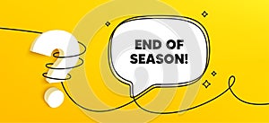 End of Season Sale. Special offer price sign. Continuous line chat banner. Vector