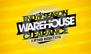 End of season warehouse clearance, further reductions - sale web banner or flyer