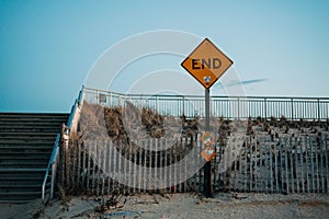 End sign on a street in the Rockaways, Queens, New York City