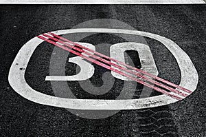 End of speed limit sign