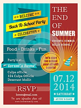 End of summer party poster or card design template