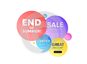 End of Summer Sale. Special offer price sign. Discount offer bubble banner. Vector