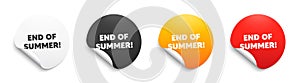 End of Summer Sale. Special offer price sign. Round sticker badge banner. Vector