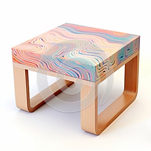 End Table Algorithmic Art On White Background