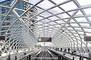 The end of a track at the Central Station in The Hague, Netherlands