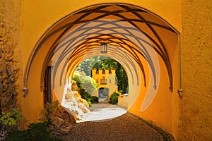 At the end of the tunnel, Hohenschwangau Castle Schloss Hohenschwangau, Hohenschwangau Village, OstallgÃ¤u, Swabia Schwaben, Ba