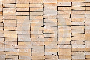 End view of a stack of lumber, materials for building a new house