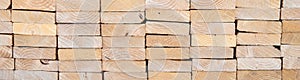 End view of a stack of lumber, materials for building a new house