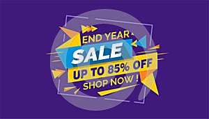 End Year Sale, Colorful Sale Banner Label, Promo Sale Card