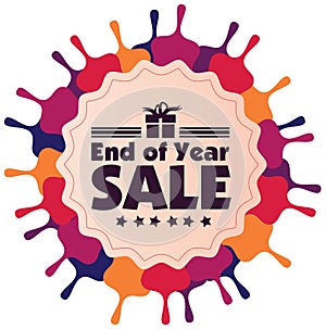 End of year sale vector label or badge isolated on white background.