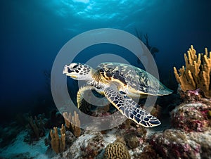 The Endangered Elegance of the Hawksbill Sea Turtle photo