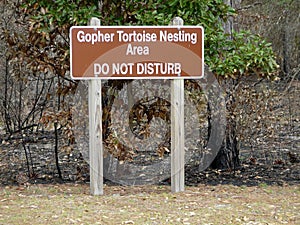 Endangered Gopher Tortoise Nesting Area Sign