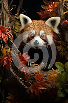 Endangered Red Panda in its habitat