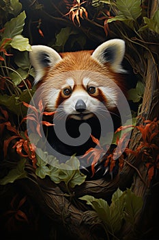 Endangered Red Panda in its habitat