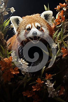 Endangered Red Panda in its habitat