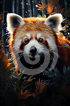 Endangered Red Panda in its habitat