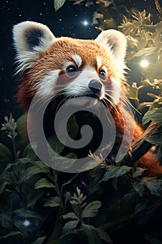 Endangered Red Panda in its habitat