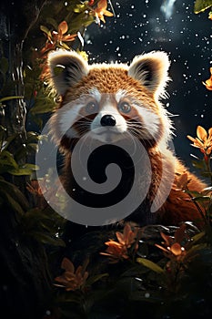 Endangered Red Panda in its habitat