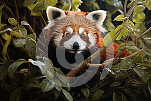 Endangered Red Panda in its habitat