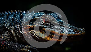 Endangered reptile in tropical forest blue iguana looks dangerous generated by AI