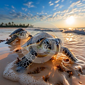 Endangered Sea Turtles Nesting on Pristine Beach