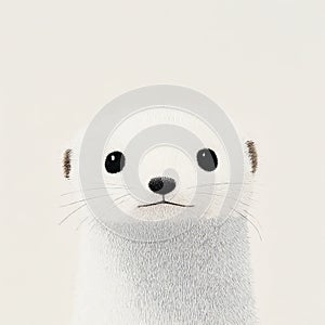 Playful Funny Ferret Close-Up Doodle Portrait photo
