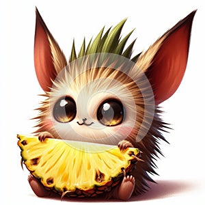 Endearing Hedgehog Holding Pineapple